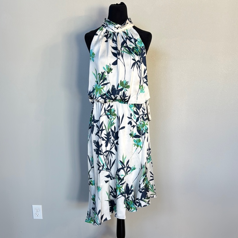Adrianna Papell Green and Purple Halter Sundress for Weddings